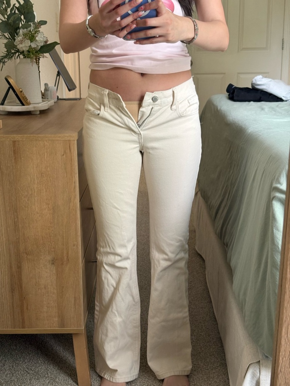 PacSun J. Galt Cream High-Rise Jeans